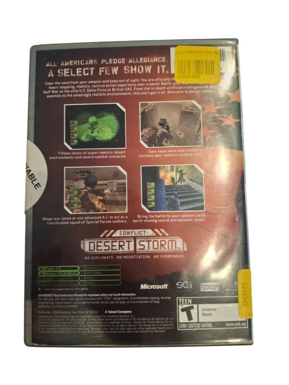 Conflict Desert Storm Xbox Platinum Hits CIB Manual Gulf War Tactical Shooter